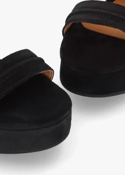 Online ALPE Antibes Black Suede Flatform Mules