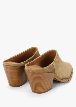 Online ALPE Antwerp Tan Suede Western Stacked Heel Backless Mules