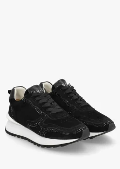 Discount DANIEL Arabella Black Suede Crystal Embellished Trainers