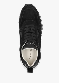 Discount DANIEL Arabella Black Suede Crystal Embellished Trainers