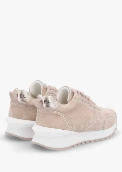 Discount DANIEL Arabella Taupe Suede Crystal Embellished Trainers