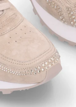 Discount DANIEL Arabella Taupe Suede Crystal Embellished Trainers