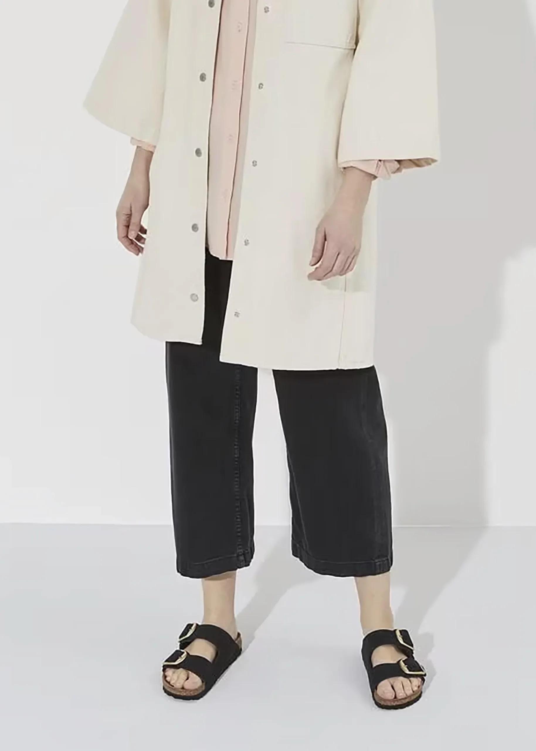 Discount BIRKENSTOCK Arizona Big Buckle Black Nubuck Leather Two Bar Mules