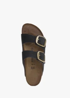 Discount BIRKENSTOCK Arizona Big Buckle Black Nubuck Leather Two Bar Mules
