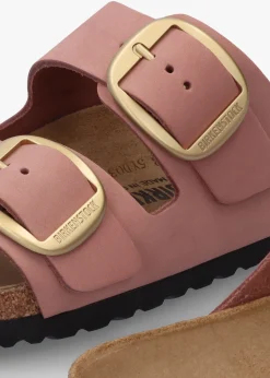 Clearance BIRKENSTOCK Arizona Big Buckle Old Rose Nubuck Leather Two Bar Mules