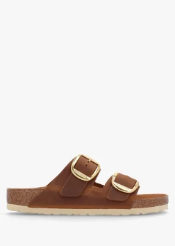 Fashion BIRKENSTOCK Arizona Big Buckle Tan Leather Two Bar Mules