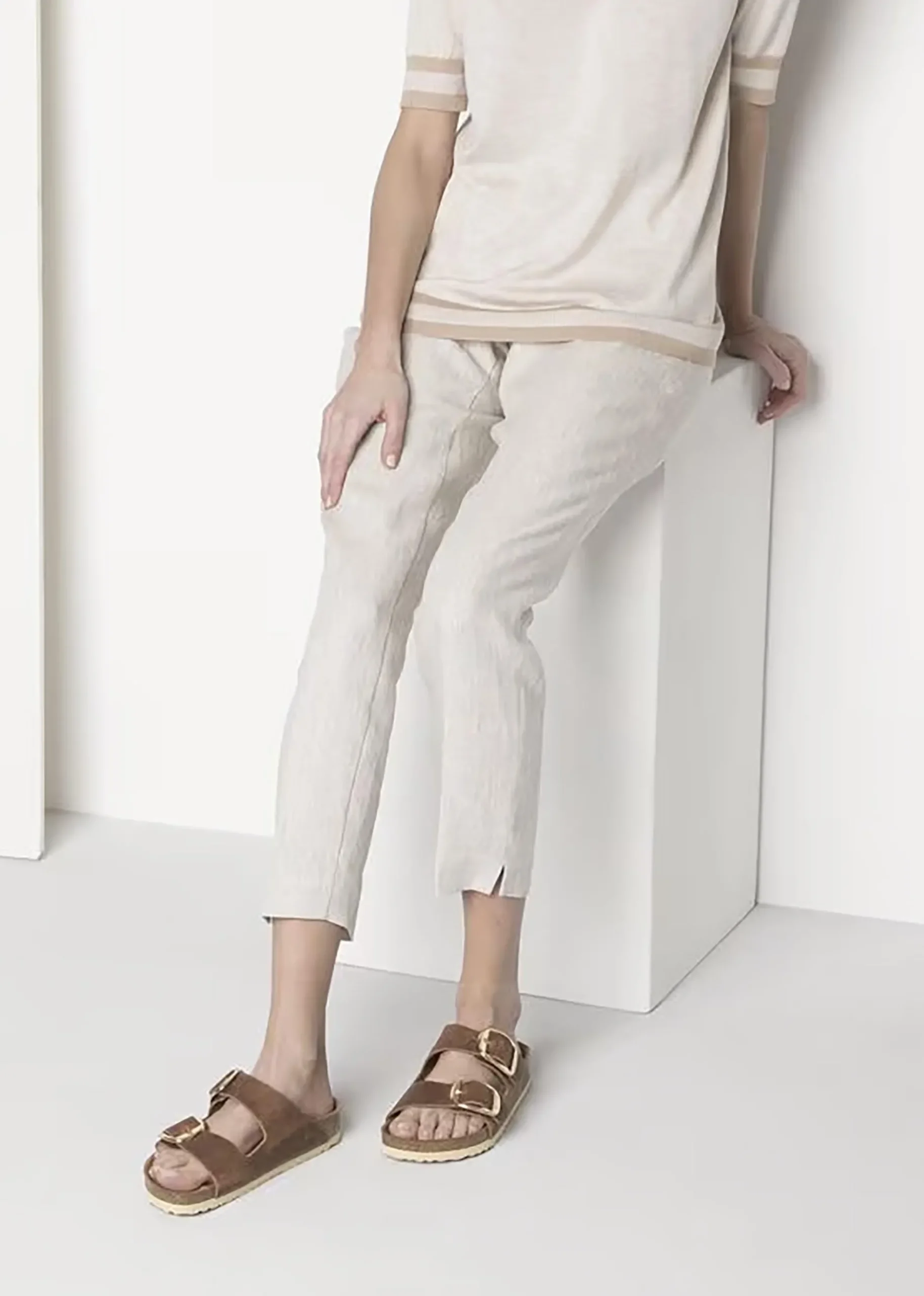 Fashion BIRKENSTOCK Arizona Big Buckle Tan Leather Two Bar Mules