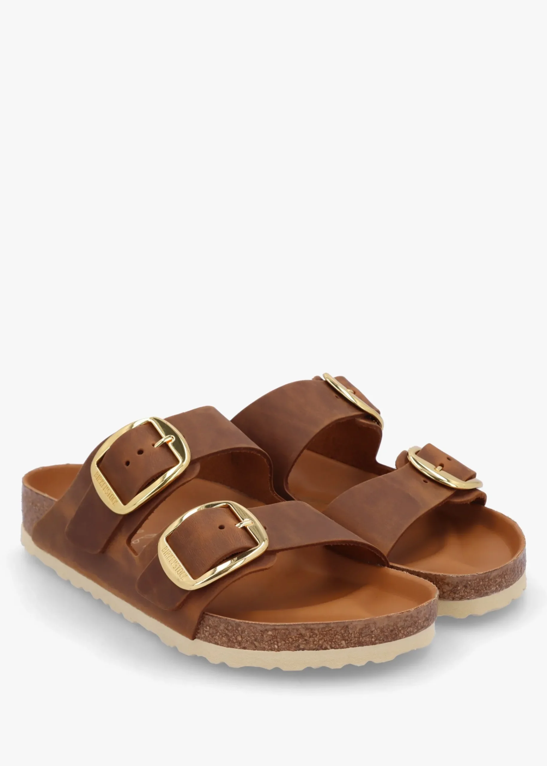 Fashion BIRKENSTOCK Arizona Big Buckle Tan Leather Two Bar Mules