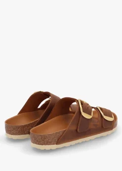 Fashion BIRKENSTOCK Arizona Big Buckle Tan Leather Two Bar Mules