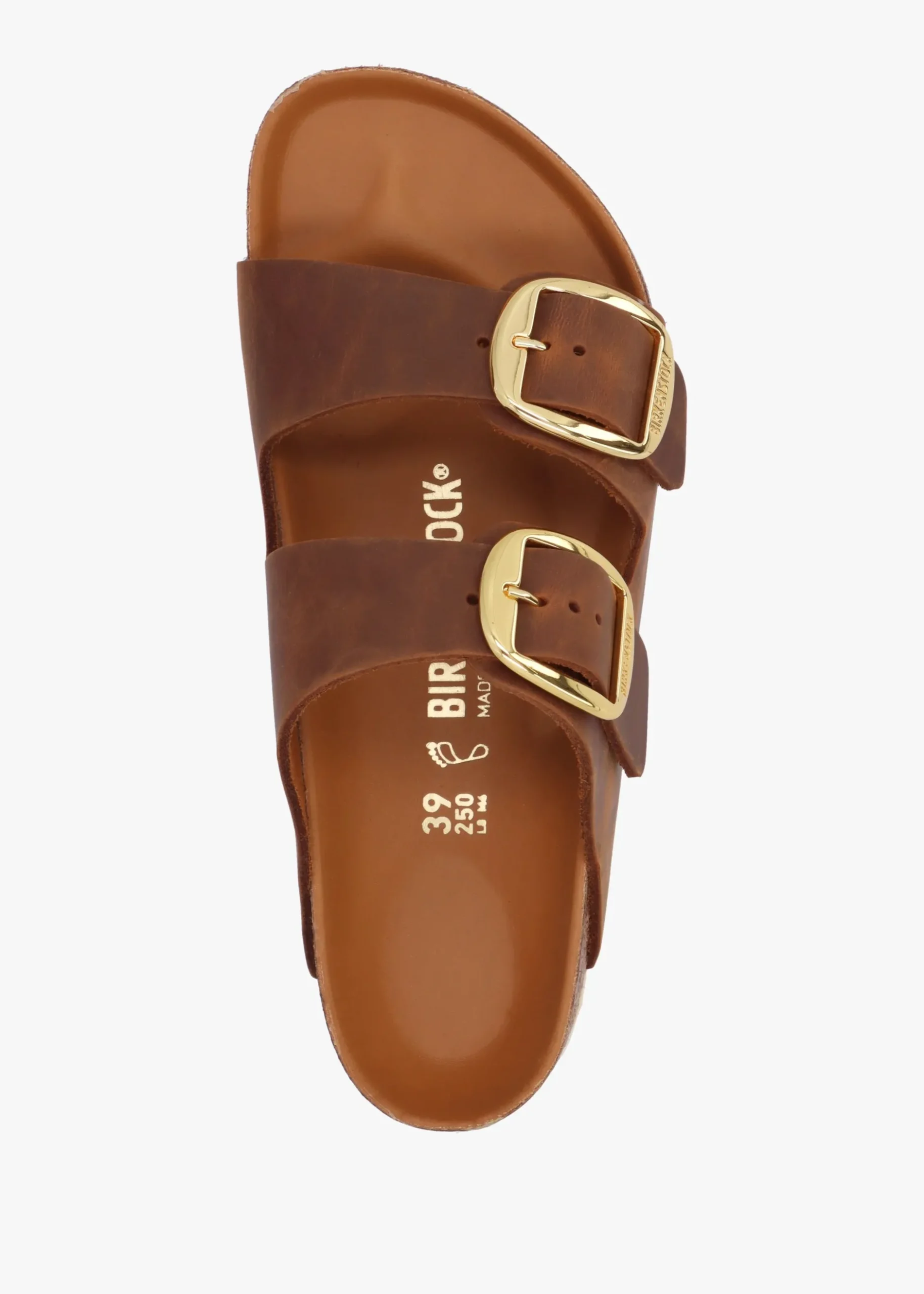 Fashion BIRKENSTOCK Arizona Big Buckle Tan Leather Two Bar Mules