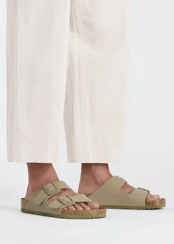 Fashion BIRKENSTOCK Arizona Birko-Flor Faded Khaki Two Bar Mules