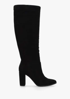 Outlet LAUREN RALPH LAUREN Artizan Black Suede Block Heel Knee Boots