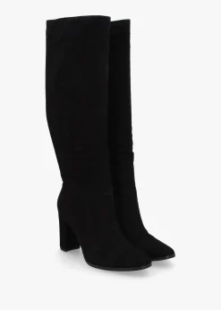 Outlet LAUREN RALPH LAUREN Artizan Black Suede Block Heel Knee Boots