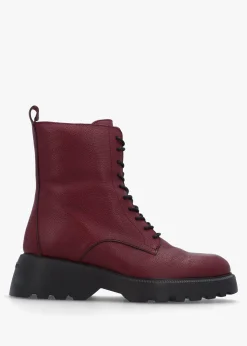 Fashion WONDERS Atari Burgundy Leather Ankle Boots