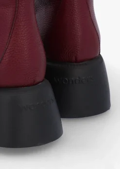 Fashion WONDERS Atari Burgundy Leather Ankle Boots