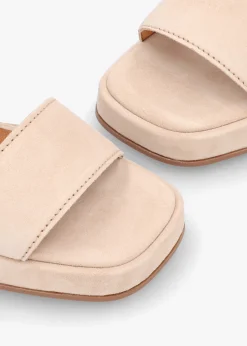 Hot ALPE Athens Beige Suede Block Heel Platform Sandals