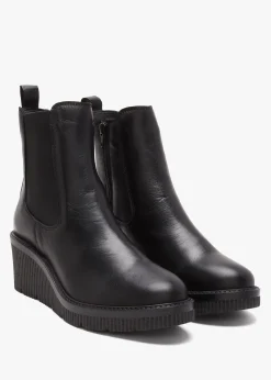 Best MODA IN PELLE Audyn Black Leather Wedge Ankle Boots