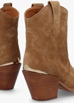 Fashion ALPE Austin Tan Suede Western Stacked Heel Ankle Boots