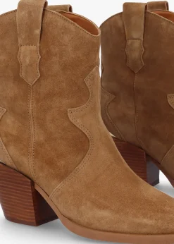 Fashion ALPE Austin Tan Suede Western Stacked Heel Ankle Boots