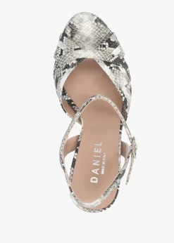 Sale DANIEL Avery Grey Reptile Leather Heeled Sandals