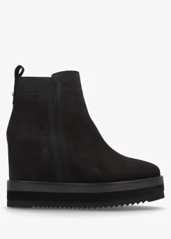 Hot ALPE Azure Black Suede Wedge Chelsea Boots