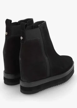 Hot ALPE Azure Black Suede Wedge Chelsea Boots