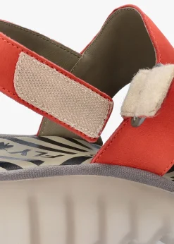 Online FLY LONDON Baif Devil Red Nubuck Leather Mid Wedge Sandals