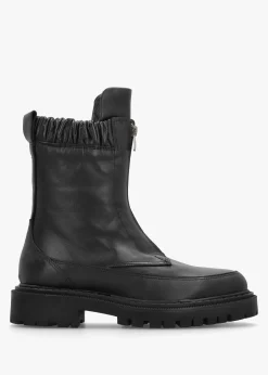 Hot DANIEL Bailey Black Leather Front Zip Ankle Boots