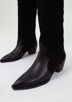 Hot DANIEL Bandana Black Suede & Leather Western Knee Boots