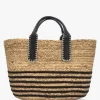 New BLE Beige & Black Woven Striped Shopper Bag