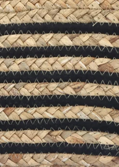 New BLE Beige & Black Woven Striped Shopper Bag