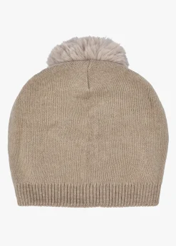 New DANIEL Beige Slouchy Knitted Pom Pom Hat
