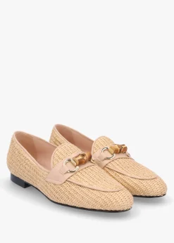 Outlet EVALUNA Beige Woven Raffia Loafers