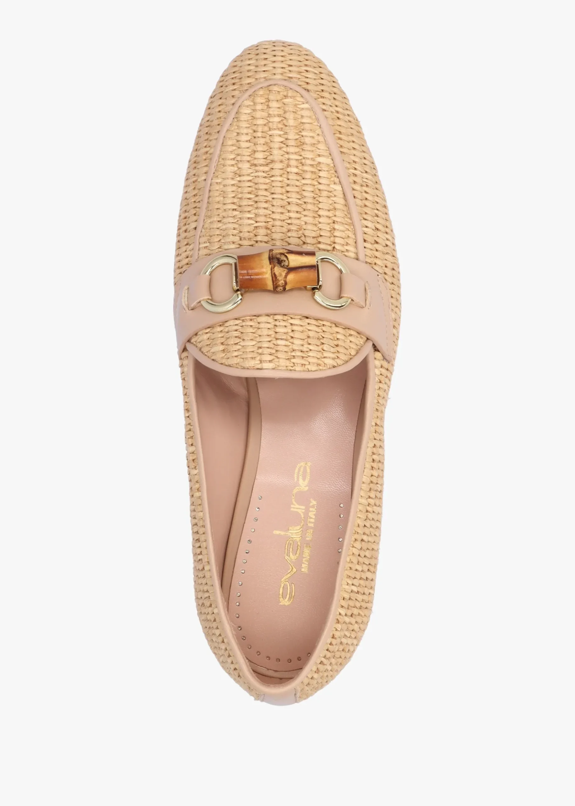 Outlet EVALUNA Beige Woven Raffia Loafers