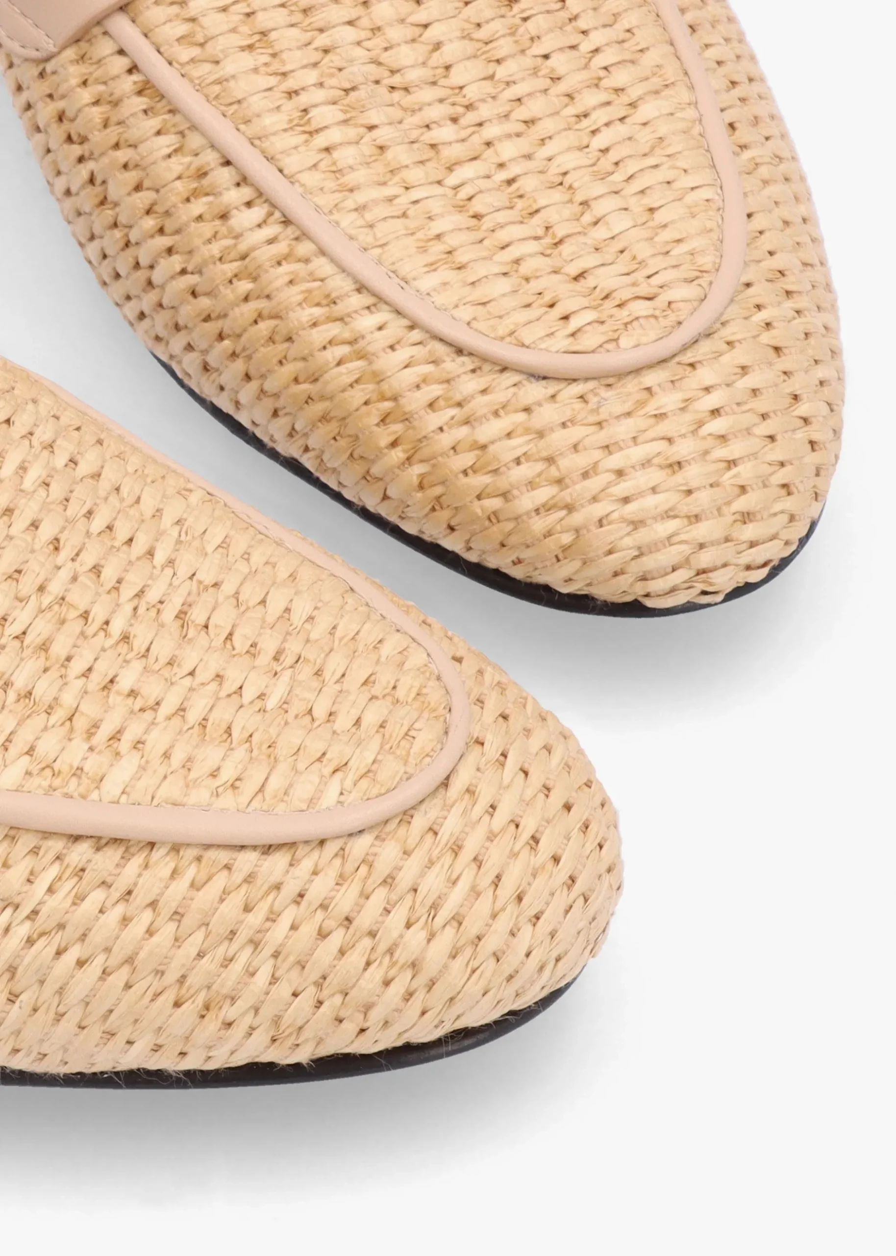 Outlet EVALUNA Beige Woven Raffia Loafers