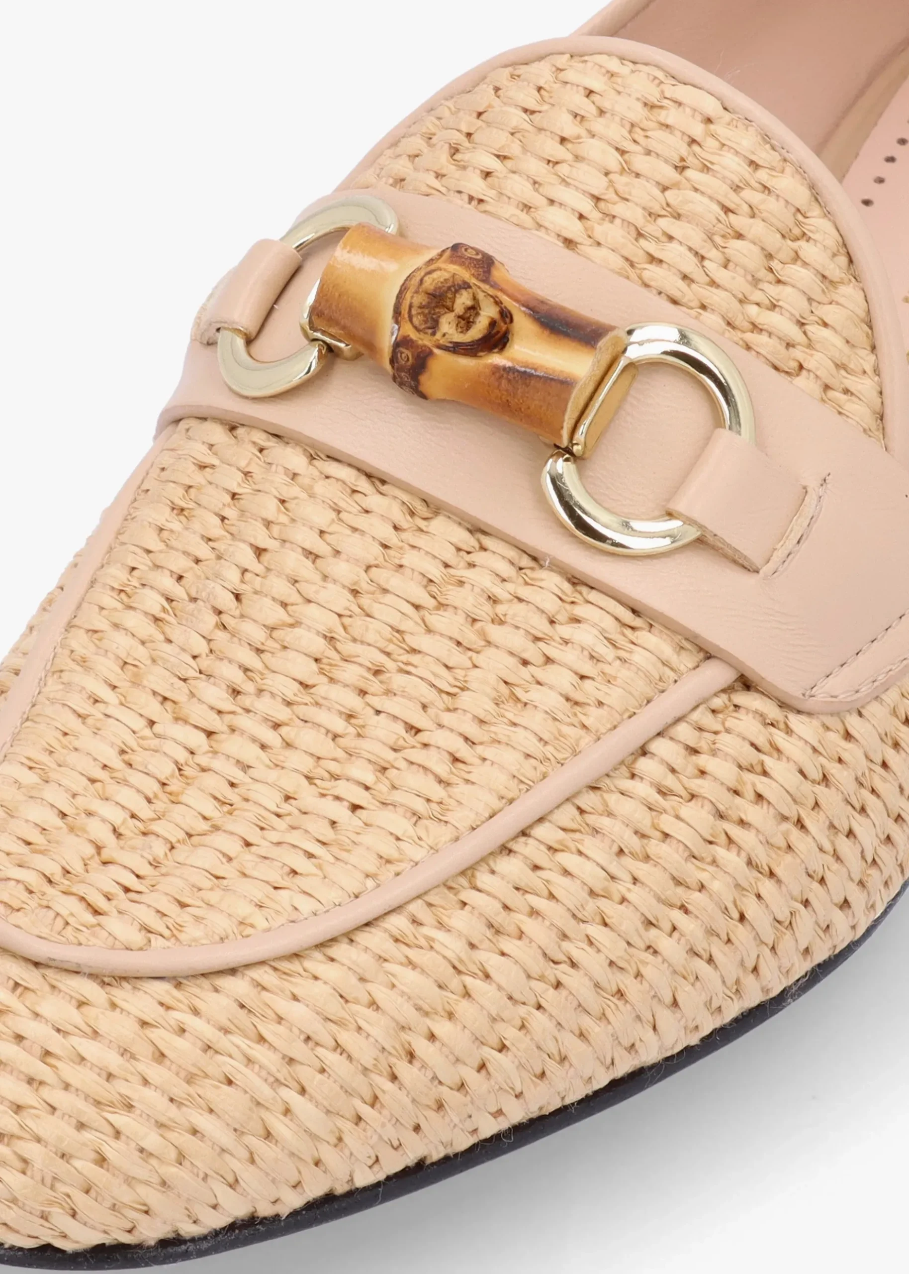 Outlet EVALUNA Beige Woven Raffia Loafers