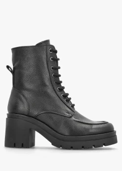 Best DANIEL Bella Black Leather Block Heel Ankle Boots