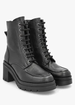 Best DANIEL Bella Black Leather Block Heel Ankle Boots