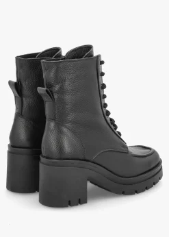 Best DANIEL Bella Black Leather Block Heel Ankle Boots