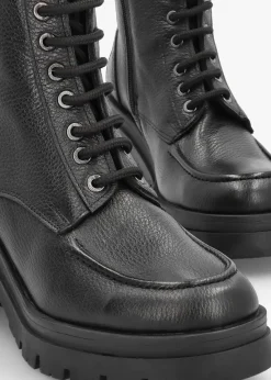 Best DANIEL Bella Black Leather Block Heel Ankle Boots