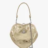 Hot VIVIENNE WESTWOOD Belle Gold Metallic Crinkle Leather Heart Frame Cross-Body Bag