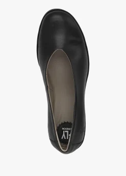 Sale FLY LONDON Beso Black Leather Wedge Court Shoes