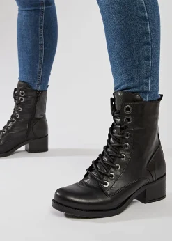 Online MODA IN PELLE Bezzie Black Leather Block Heel Ankle Boots