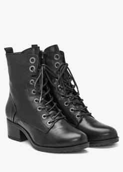 Online MODA IN PELLE Bezzie Black Leather Block Heel Ankle Boots