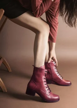 Best MODA IN PELLE Bezzie Burgundy Leather Block Heel Ankle Boots
