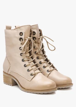 Outlet MODA IN PELLE Bezzie Cream Leather Block Heel Ankle Boots