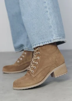 Online MODA IN PELLE Bezzie Taupe Suede Block Heel Ankle Boots