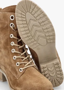 Online MODA IN PELLE Bezzie Taupe Suede Block Heel Ankle Boots