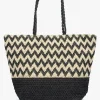 Online BLE Black & Beige Woven Paper Chevron Shopper Bag