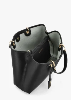 New EMPORIO ARMANI Black & Silver Pebbled Shopper With Pouch